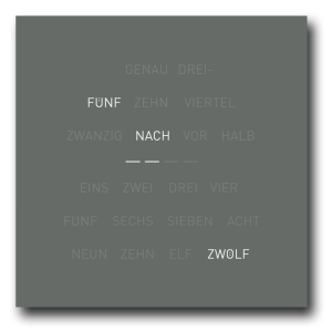 Wortuhr eVolution – Satiniert – 50×50 cm