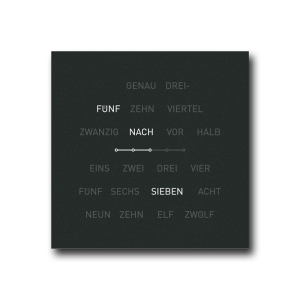 Wortuhr LISA 2.0 IP – Anthrazit – 40×40 cm – IP/WLAN