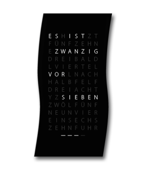 Wortuhr WAVE – Satiniert – 32x62 cm