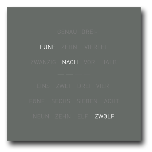Wortuhr eVolution – Satiniert – 50×50 cm