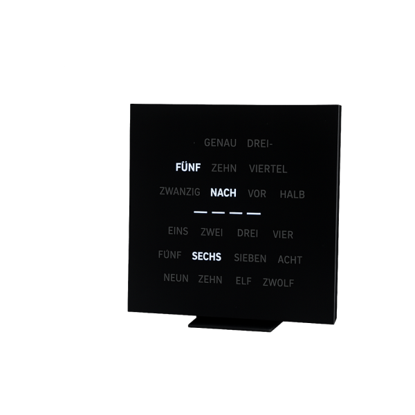 Wortuhr LISA Mini 2.0 – Schwarz – 20×20 cm – IP/WLAN